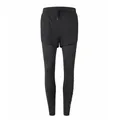Close-up view of the 2-in-1 layered design on black women's sports leggings - S / Bottoms / Black