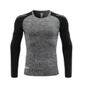 Maglia a compressione sportiva da uomo a maniche lunghe in grigio melange e nero - Taglia S / Top / Grigio