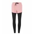 High-waist quick-dry women's yoga leggings with pink shorts and black layers front view - S / Bottoms / Pink/Black