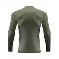 Detailed back view of men's olive green long-sleeve quick-dry compression sports shirt - S / Tops / Army Green