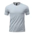 Light grey men's short sleeve sports T-shirt with breathable laser-cut holes - Modern Gray