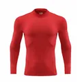 Front view of men's red mock neck compression shirt for fitness and running sports - S / Tops / Red