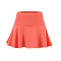 Front view of coral athletic tennis skort with elastic waistband and pleated hem - XS / Bottoms / Fluorescent Orange