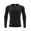 Primo piano di una maglia a compressione nera a maniche lunghe con strisce riflettenti - Taglia S / Top / Nero