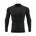 Men's athletic mock neck long sleeve compression dry-fit shirt for gym workout and running - S / Tops / Black
