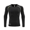 Maglia a compressione nera a maniche lunghe ad asciugatura rapida con dettagli giallo fluo - Taglia S / Top / Nero con linea verde
