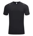 Black quick-dry short-sleeve sports T-shirt for men with reflective shoulder stripes - S / Tops / Basic Black