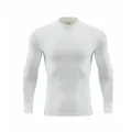White long-sleeve quick-dry mock neck compression sports shirt for men's fitness training - S / Tops / White