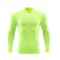 Professionelles Herren Langarm-Kompressionsshirt in Neongelb, schnelltrocknend mit Stehkragen - Fluoreszierendes Grün