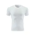 White men's compression athletic t-shirt with short sleeves shown on a mannequin - S / Tops / White