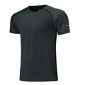 Men's quick-dry charcoal grey short sleeve sports t-shirt for running and fitness training - M / Tops / Black and Gray
