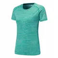 Breathable teal heather quick-dry sports t-shirt for women running yoga and gym fitness - S / Tops / Light Green