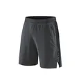 Detailansicht graue schnelltrocknende Herren-Sportshorts mit Reißverschlusstasche - S / Unterteile / Grau