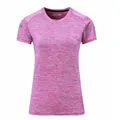 Quick-dry breathable pink heathered athletic t-shirt for women yoga and running gym wear - S / Tops / Purple