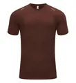 Men's quick-dry sports T-shirt in dark brown with reflective shoulder details. - Rose Brown