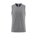 Front view of a dark grey moisture-wicking sleeveless sports training tank top for men - M / Tops / Light Gray