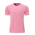 Pink quick-dry stretch short-sleeved sports T-shirt for running, gym and fitness activities - M / Tops / Pink