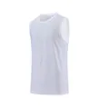 Close-up of white breathable mesh fabric on men's quick-dry sports training tank top - M / Tops / White