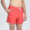 Detail view of coral red quick-dry athletic shorts for unisex running and fitness training - XS / Bottoms / Red