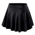 Detailed front view of girls' black pleated sports tennis skirt with quick-dry fabric - XS / Bottoms / Black