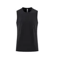 Close-up of men's quick-dry black mesh tank top for running and fitness training. - M / Tops / Black