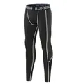 Full-view detail of black quick-dry compression leggings for sports and fitness activity. - Size 22 / Bottoms / Black and Gray