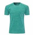 Men's quick-drying green heathered short-sleeve athletic t-shirt for fitness and yoga - M / Tops / Light Green