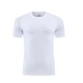 Front view of a white slim-fit crew neck quick-dry athletic T-shirt for men's fitness - M / Tops / White