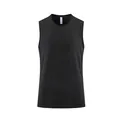 Detailed macro shot of the black breathable mesh fabric on this men's athletic tank top. - M / Tops / Black