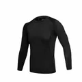 Men's black quick-dry long sleeve compression shirt, thin sport top without fleece lining - S / Tops / Unlined / Black Thread