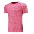 Men's red heather quick-dry short-sleeved sports t-shirt for running and fitness - M / Tops / Men's Rose Red