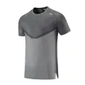 Men's grey quick-dry short sleeve sports t-shirt for fitness and outdoor running - M / Tops / Gray