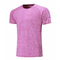 Men's athletic quick-dry short-sleeve T-shirt in a vibrant heathered pink magenta color - M / Tops / Purple (Men)