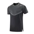 Two-tone grey and black men's quick-dry sports T-shirt for fitness and running - M / Tops / Black