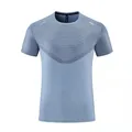 Men's light blue quick-dry athletic t-shirt for running and fitness training short sleeve top - M / Tops / Grey Blue