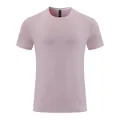 Vue de face du t-shirt de sport pour hommes à séchage rapide rose clair avec col rond - Violet