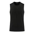 Front view detail of a black quick-dry sleeveless sports tank top for men's gym training. - M / Tops / Black
