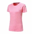 Pink heathered quick-dry sports t-shirt for women running and yoga - S / Tops / Pink