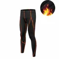 Thermal black compression sports leggings with orange stitching and soft fleece lining - S / Bottoms / Fleece Lined / Black Orange Floral