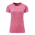 Women's pink heathered quick-dry short-sleeve athletic t-shirt for running and gym - S / Tops / Rose Red