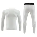 White quick-dry compression sports suit back view showing long sleeves and pants - Size 22 (Height 110-120cm) / Top And Bottom / White