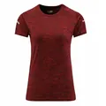 Burgundy heathered short-sleeved quick-dry sports T-shirt with reflective strips - S / Tops / Burgundy