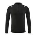 Vooraanzicht van zwart sportshirt met lange mouwen, halve rits en reflecterende strips - S / Tops / Zwart