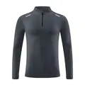 Grijs sportshirt met lange mouwen voor heren, halve rits en opstaande kraag - S / Tops / Grijs