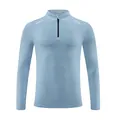 Lichtblauw hardloopshirt met lange mouwen en halve rits voor heren, sneldrogend - S / Tops / Lichtblauw