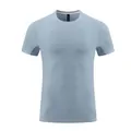 Front view of men's quick-dry blue sports T-shirt with breathable mesh texture - M / Tops / Blue