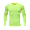 Detailed front view of neon green quick-dry compression shirt for athletic sports training - Size 22 / Tops / Fluorescent Green