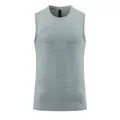 Detail view of a grey quick-dry men's sports tank top featuring a textured fabric finish - M / Tops / Green
