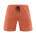 Front view of orange quick-dry men's sports shorts with adjustable black drawstring. - M / Bottoms / Khaki Brown