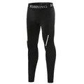 Men's black compression running tights with reflective strips and elastic waistband - Size 22 (Height 110-120cm) / Bottoms / Black/Black